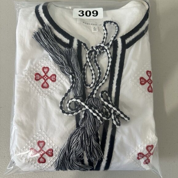 Endless Rose Shift Dress White Embroidered Size S Tassels Boho Beach Coastal - Picture 16 of 16